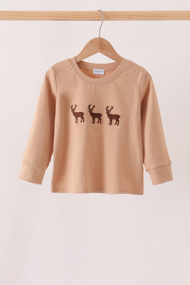 Brown deer embroidery top - Aaria Tees Aaria Tees