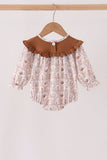 Brown Howdy Y'ALL embroidery ruffle bubble - Aaria Tees Aaria Tees