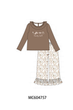 Brown Howdy Y'ALL western embroidery ruffle pants set Aaria Tees
