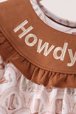 Brown Howdy Y'ALL embroidery ruffle dress - Aaria Tees Aaria Tees