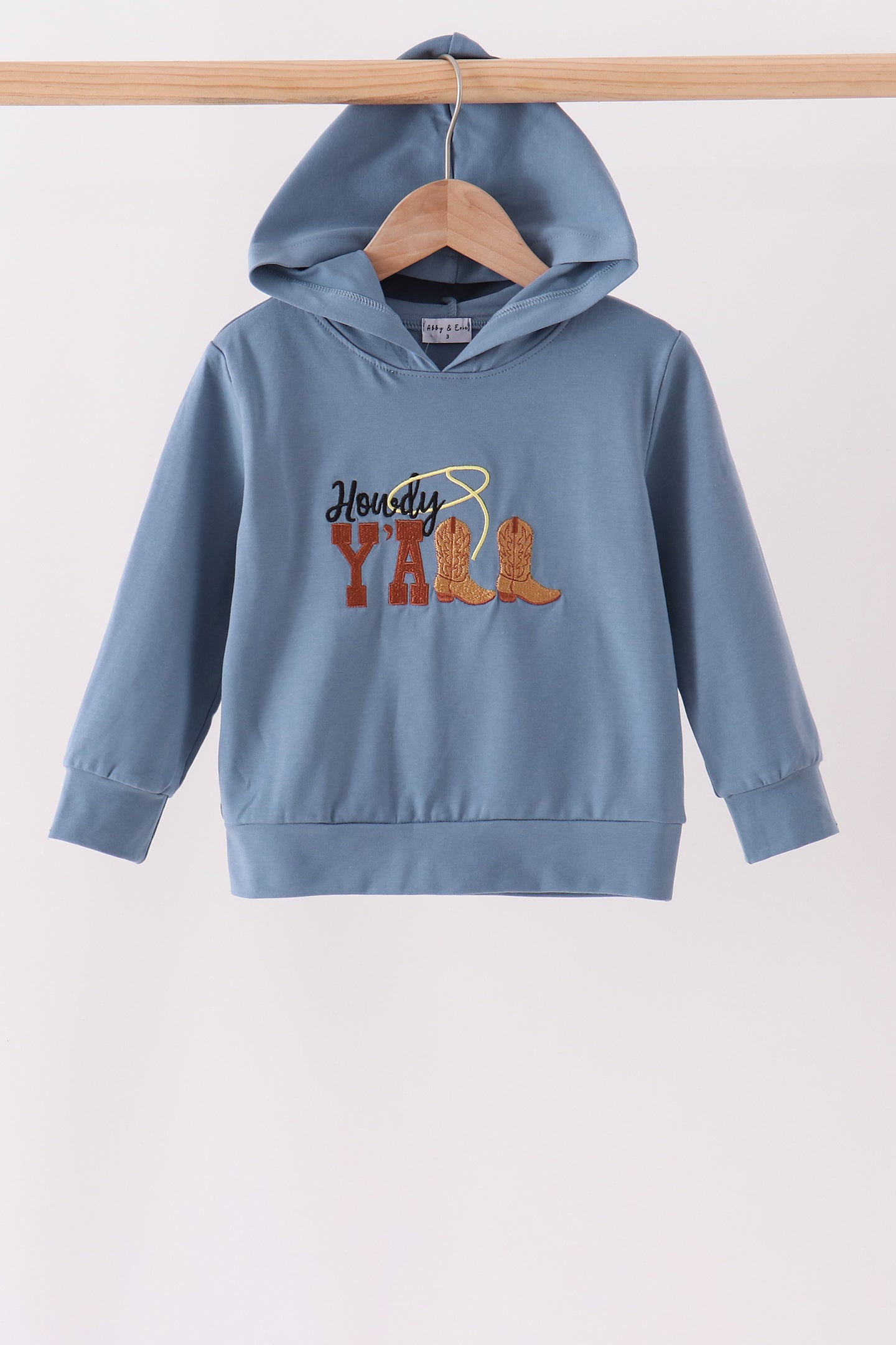 Blue Howdy Y'ALL boots embroidery hoodie - Aaria Tees Aaria Tees