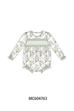 Sage floral smocked ruffle bubble Aaria Tees