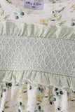 Sage floral smocked ruffle bloomer set - Aaria Tees Aaria Tees