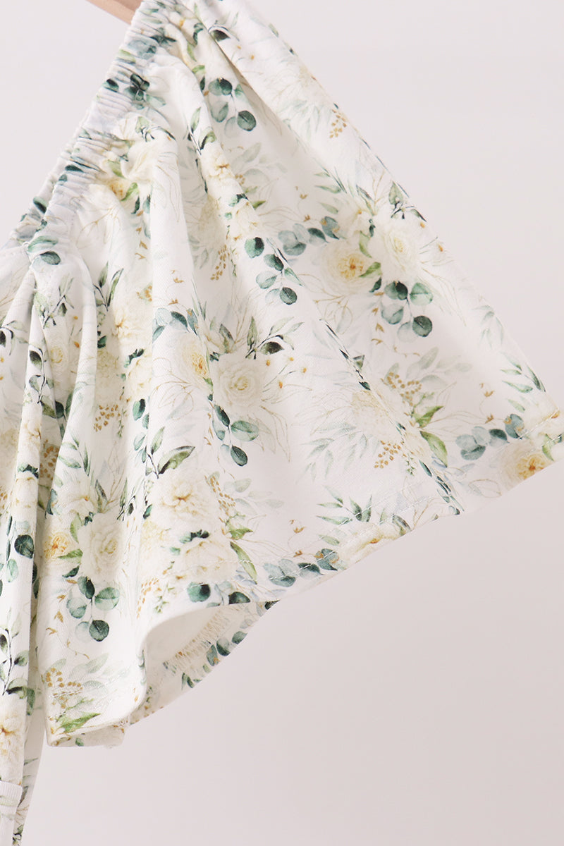 Sage floral smocked tiered mom dress - Aaria Tees Aaria Tees