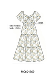 Sage floral smocked tiered mom dress Aaria Tees