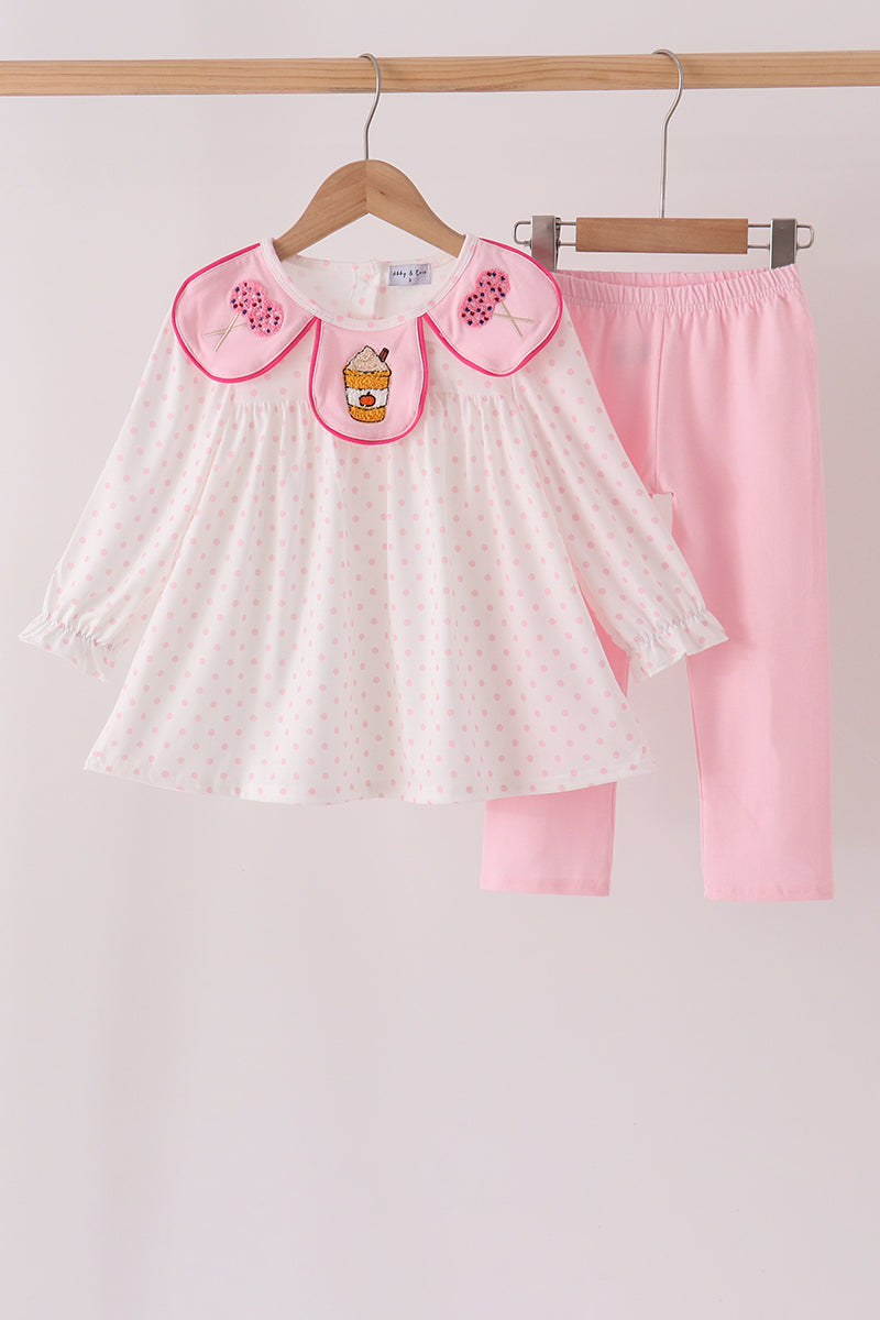Pink french knot dot pants set - Aaria Tees Aaria Tees