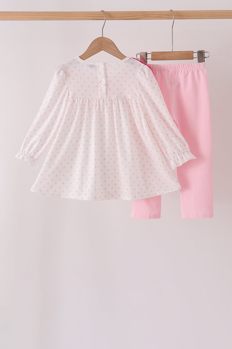Pink french knot dot pants set - Aaria Tees Aaria Tees