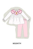 Pink french knot dot pants set Aaria Tees