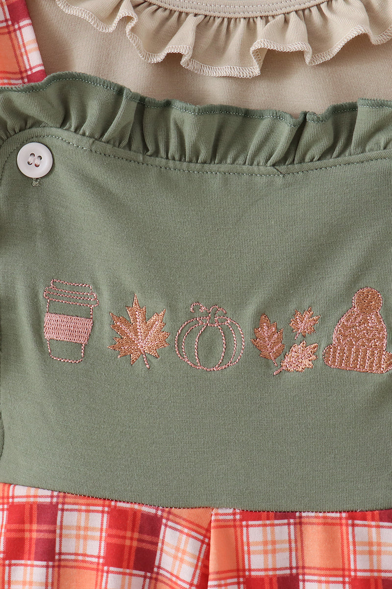 Green Pumpkin Embroidery 2cp jumpsuit set - Aaria Tees Aaria Tees