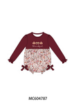 Maroon thankful floral leaves embroidey bubble Aaria Tees