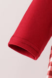 Maroon thankful leaves embroidey gingham bubble - Aaria Tees Aaria Tees