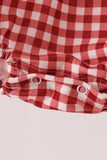 Maroon thankful leaves embroidey gingham bubble - Aaria Tees Aaria Tees