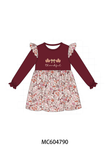 Maroon thankful leaves floral embroidey dress Aaria Tees