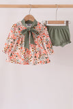 Green floral bow bloomer set Aaria Tees