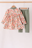 Green floral bow pants set Aaria Tees