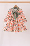 Green floral bow ruffle mom&me dress Aaria Tees