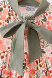 Green floral bow ruffle mom&me dress Aaria Tees