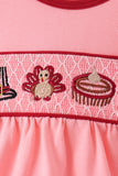 Pink turkey smocked bow bubble Aaria Tees