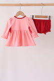 Pink turkey smocked bow bloomer set Aaria Tees