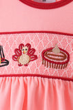 Pink turkey smocked bow bloomer set Aaria Tees