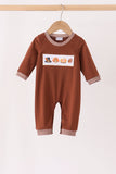 Brown turkey embroidery romper Aaria Tees