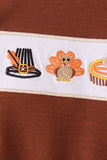 Brown turkey embroidery romper Aaria Tees