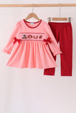 Pink turkey embroidery pants set Aaria Tees