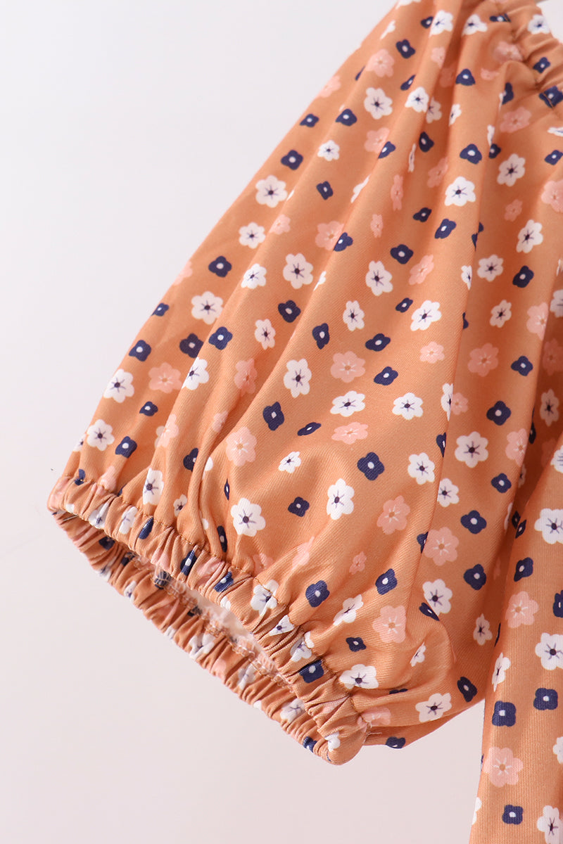 Fall floral print mom dress - Aaria Tees Aaria Tees