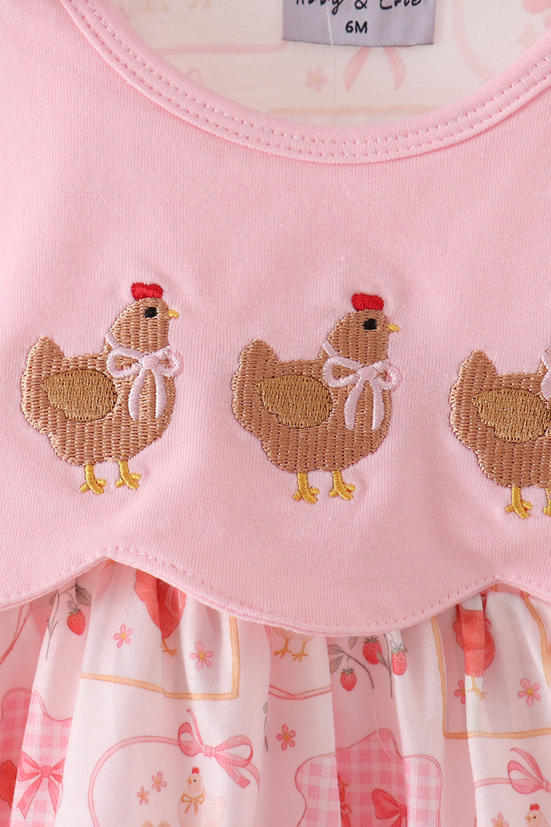 Pink chicken embroidery bubble - Aaria Tees Aaria Tees