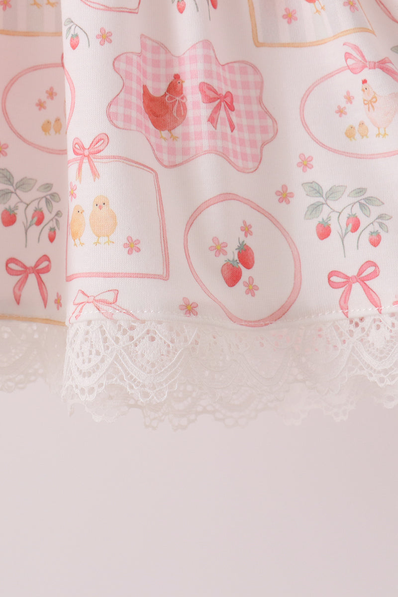 Pink chicken embroidery bloomer set - Aaria Tees Aaria Tees