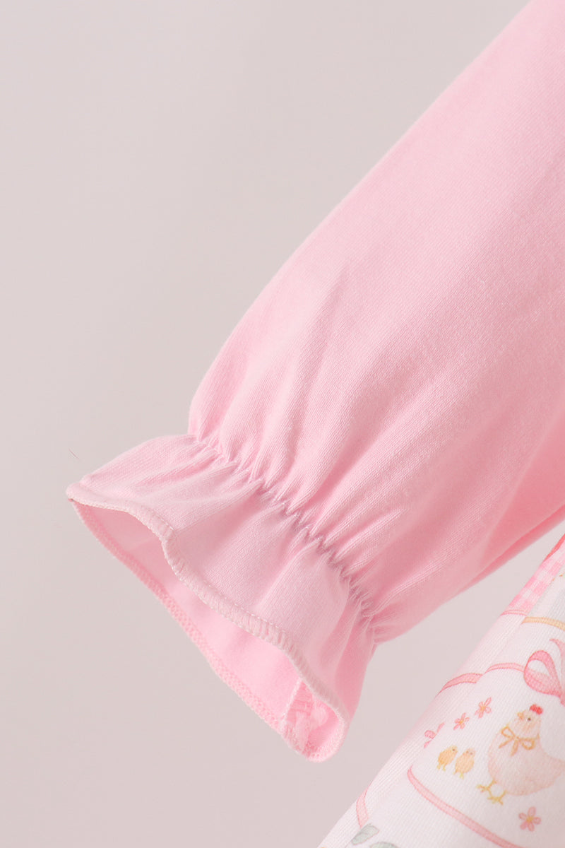 Pink chicken embroidery bloomer set - Aaria Tees Aaria Tees