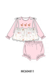 Pink chicken embroidery bloomer set Aaria Tees