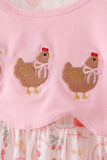 Pink chicken embroidery dress - Aaria Tees Aaria Tees