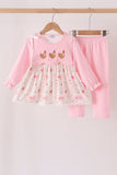 Pink chicken embroidery pants set - Aaria Tees Aaria Tees