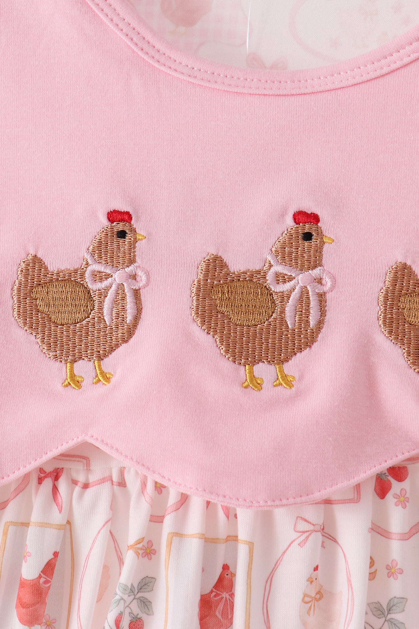 Pink chicken embroidery pants set - Aaria Tees Aaria Tees
