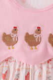 Pink chicken embroidery pants set - Aaria Tees Aaria Tees
