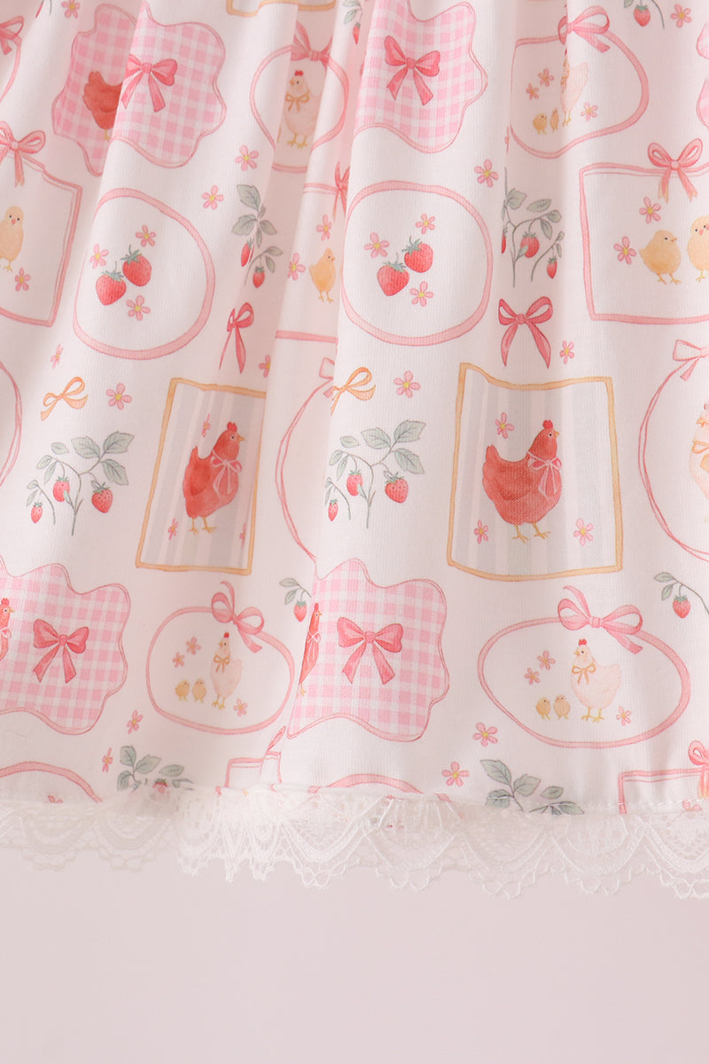 Pink chicken embroidery pants set - Aaria Tees Aaria Tees