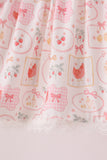 Pink chicken embroidery pants set - Aaria Tees Aaria Tees