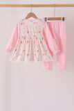 Pink chicken embroidery pants set - Aaria Tees Aaria Tees