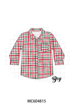 Red plaid pocket button down shirt Aaria Tees