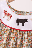 Brown Floral Cow Embroidery Dress Aaria Tees