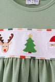 Green Reindeer Tree Embroidery Pants Set - Aaria Tees Aaria Tees