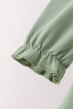 Green Reindeer Tree Embroidery Pants Set - Aaria Tees Aaria Tees