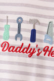 Gray Stripe Daddy's Helper Embroidery Romper Aaria Tees