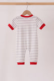 Gray Stripe Daddy's Helper Embroidery Romper Aaria Tees