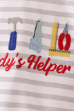 Gray Stripe Daddy's Helper Embroidery Bubble Aaria Tees