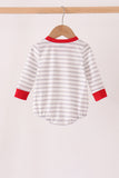 Gray Stripe Daddy's Helper Embroidery Bubble Aaria Tees
