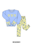 Yellow Floral Bow Applique Pants Set Aaria Tees