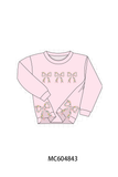 Pink Floral Bow Applique Top Aaria Tees