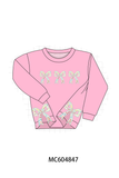 Pink Floral Bow Applique Top Aaria Tees